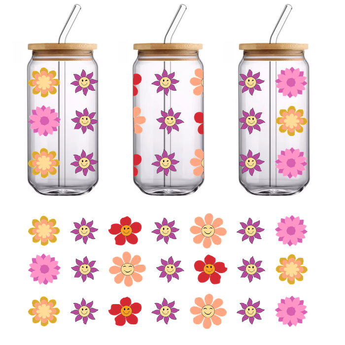 Colorful floral patchwork pattern.UV Transfers