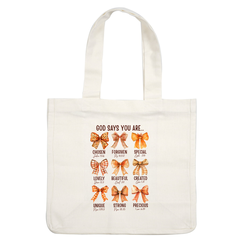 Este diseño vibrante presenta nueve lazos decorativos, cada uno asociado con una afirmación edificante sobre la autoestima y la identidad.