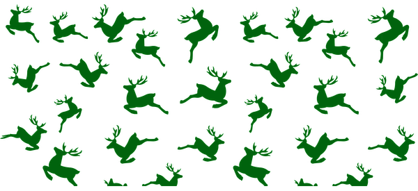 A lively pattern featuring jumping green deer silhouettes against a contrasting background, perfect for festive or nature-themed designs.UV Transfers dtf prints