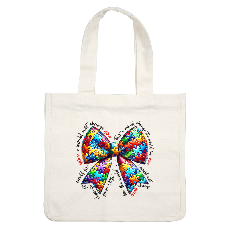 Bright and colorful jigsaw puzzle bow, perfect for festive celebrations and gifts!DTF Transfers