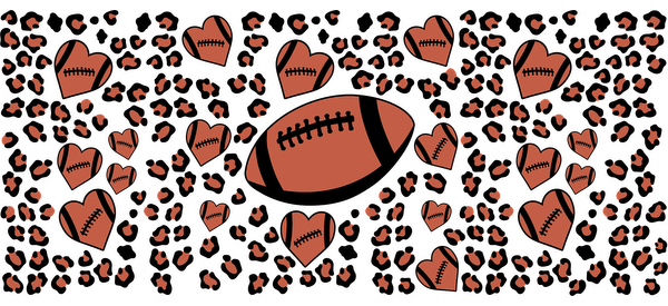 A playful pattern featuring a prominent football surrounded by cheering hands, perfect for sports enthusiasts and game day decor.UV Transfersdtf regular iron