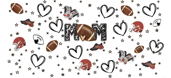 A playful design featuring hearts, footballs, and adorable bunnies, perfect for expressing love for football and fun!UV Transfers heat press transfers