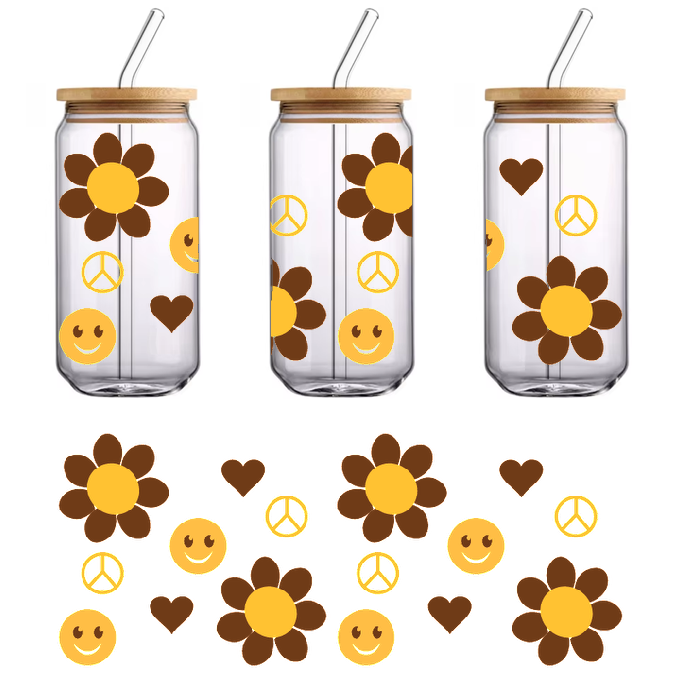 A regular face design with a brown line in the middle.UV Transfers