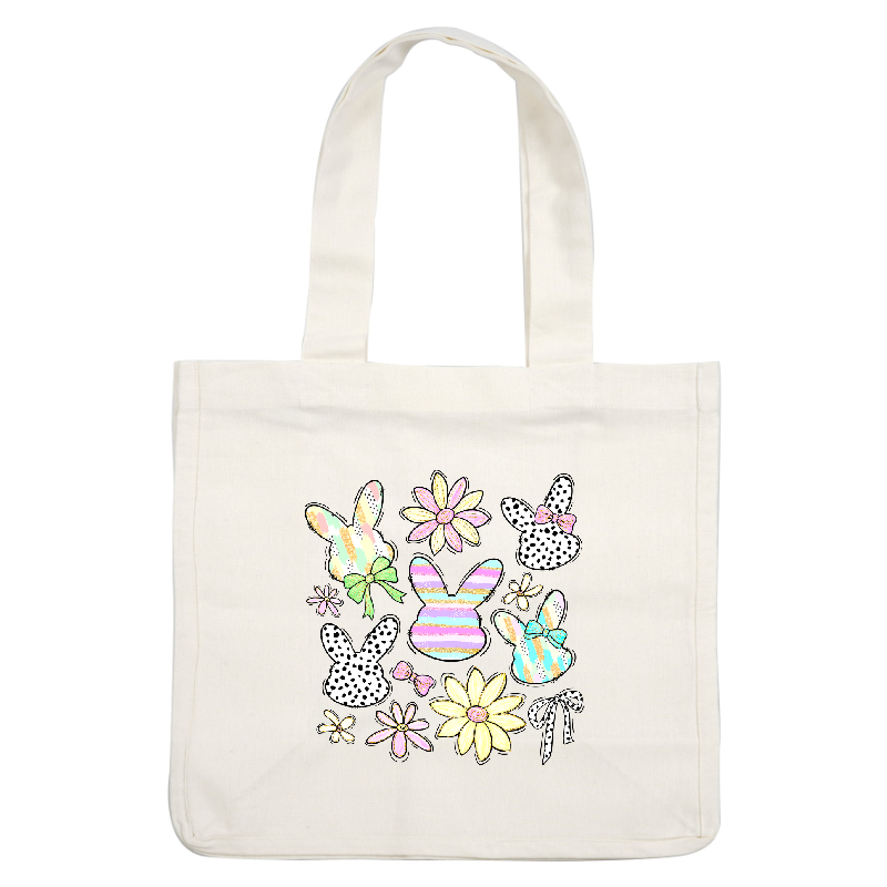 Adorable pastel bunnies and flowers create a delightful springtime design.DTF Transfers