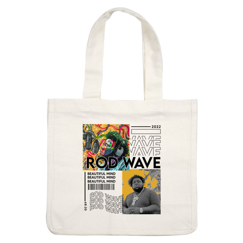 Esta vibrante obra de arte presenta a Rod Wave, mostrando su estilo expresivo mientras graba música, combinado con un retrato sorprendente. Transferencias DTF