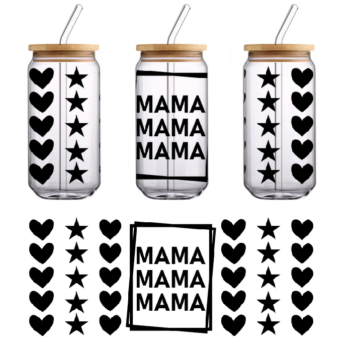 Decorative green and black heart and star heart sign.UV Transfers