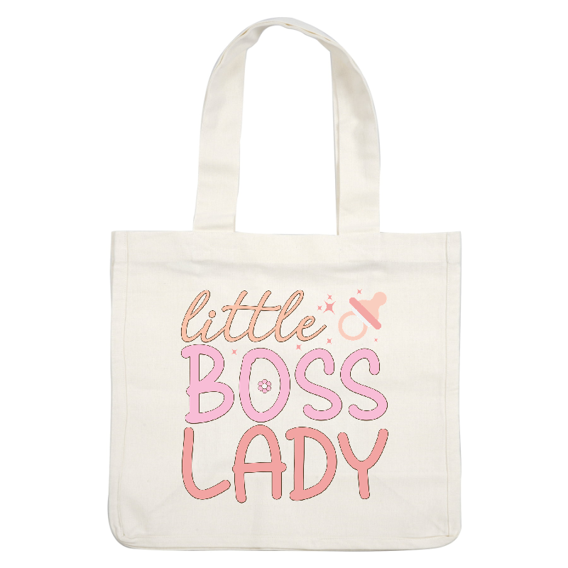 A playful design featuring the phrase "little BOSS LADY" in soft pink colors, ideal for celebrating a little one's strong personality!DTF Transfers