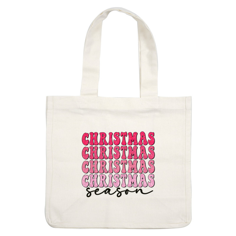 Texto festivo "Navidad" en vibrantes tonos rosados, adornado con brillos, ¡perfecto para celebrar la temporada navideña!