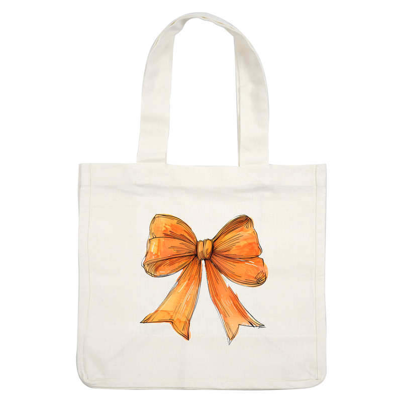 Un lazo de cinta de color naranja vibrante, bellamente ilustrado con detalles de tela fluidos y una forma clásica, perfecto para regalos y decoraciones.