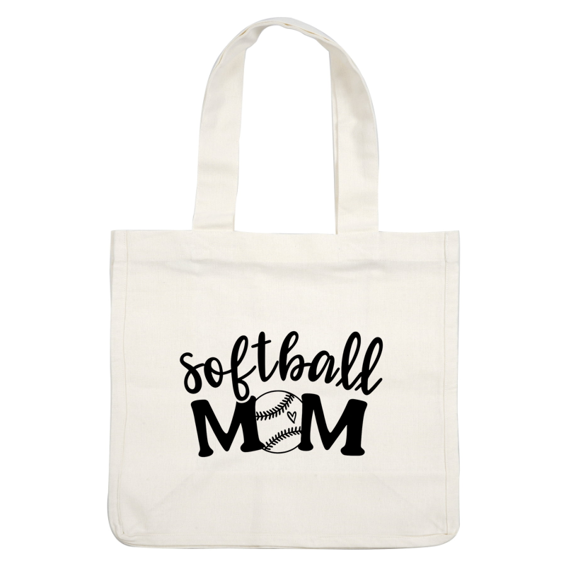 A stylish design featuring the words "softball MOM" alongside a graphic of a softball, perfect for proud sports moms.DTF Transfers heat press transfers