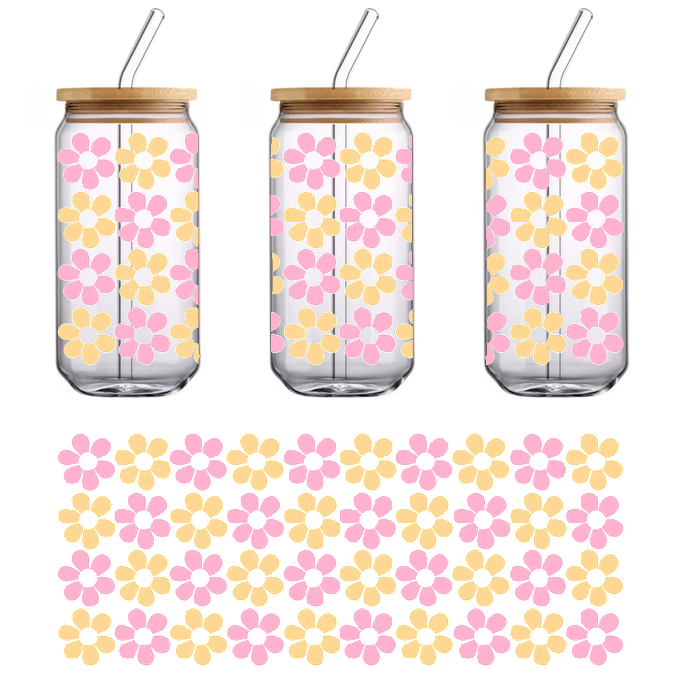 pink and yellow paisly flower left edge print rug.UV Transfers