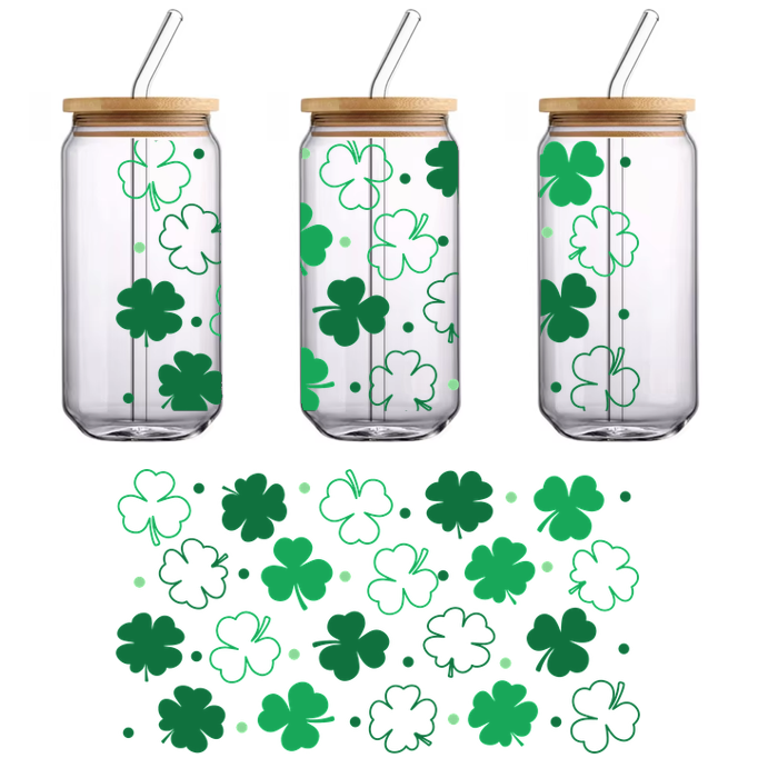 Green shamrock leisurewear with Reebok logos.UV Transfers