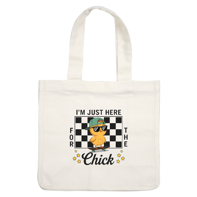 This playful illustration features a cool chick on a skateboard, sporting sunglasses and a hat, with a fun checkered background.DTF Transfers