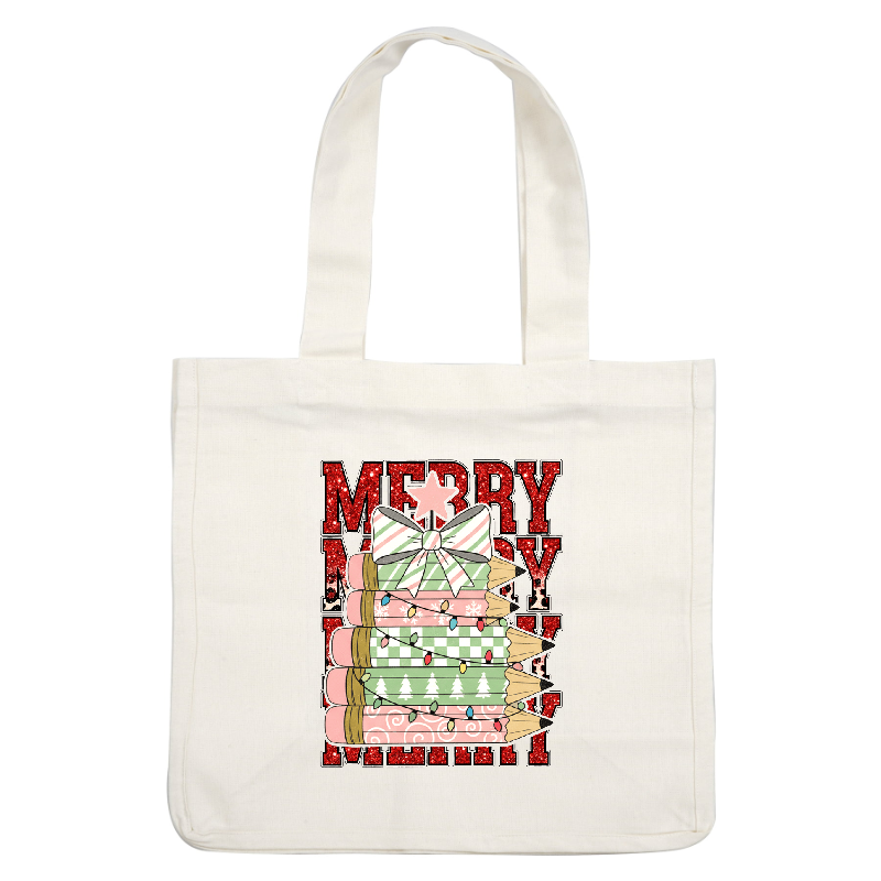 Celebrate the season with this festive Merry Christmas design featuring colorful pencils!DTF Transfers