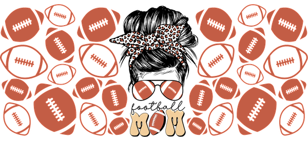 A playful design featuring a central bone motif surrounded by footballs, perfect for sports-themed decor or pet accessories.UV Transfers dtf transfers