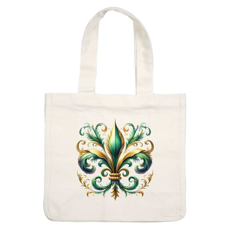 A beautifully intricate floral design featuring vibrant greens and gold tones, perfect for decorative accents or artistic inspiration.DTF Transfers