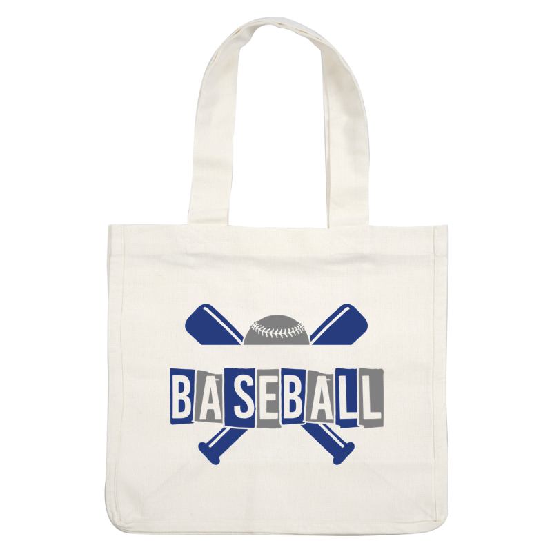A playful baseball-themed graphic featuring the word "BASEBALL" with crossed bats and a baseball on top.DTF Transfers dtf prints