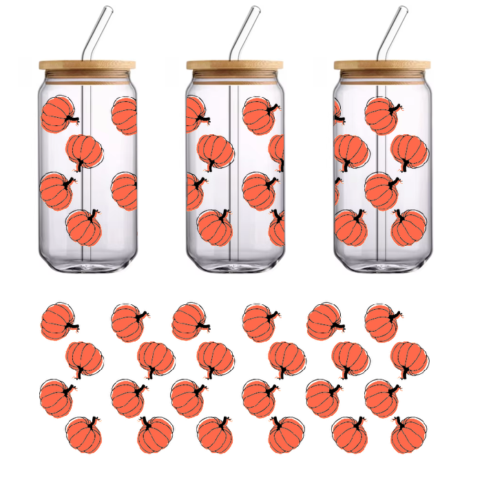 A set of colorful leaves on a lush green background.UV Transfers