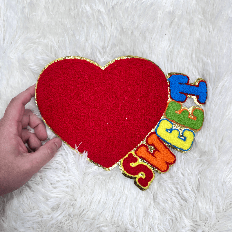 Adorable heart-shaped patch with colorful Home Sweet Home embroidery.Patches