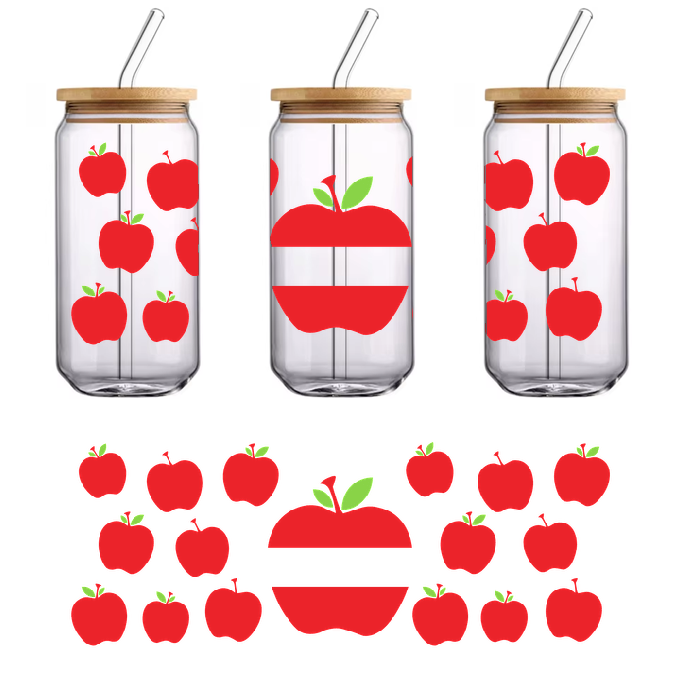 Sixteen pieces of lakey board in apple shape.UV Transfers