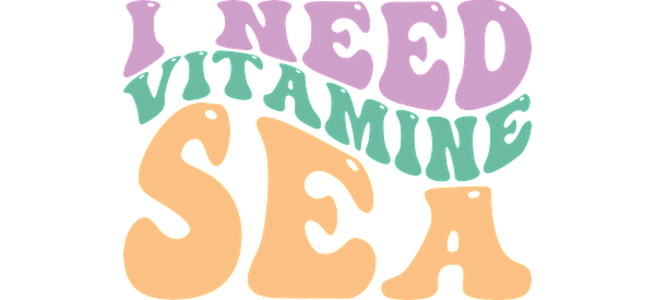 Un diseño divertido y colorido que presenta la divertida frase "I Need Vitamin Sea", perfecta para los amantes de la playa y el ambiente veraniego. Transferencias UV