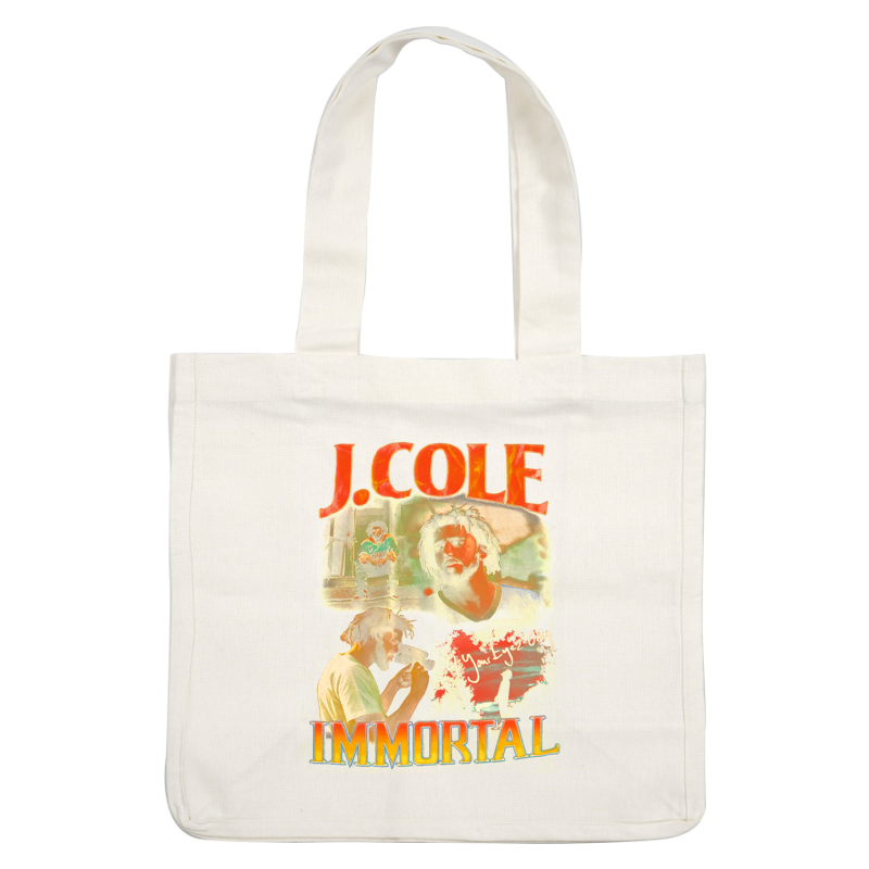 Vibrant artwork featuring J. Cole, titled "Immortal," showcasing his distinctive style and artistic expression.DTF Transfers