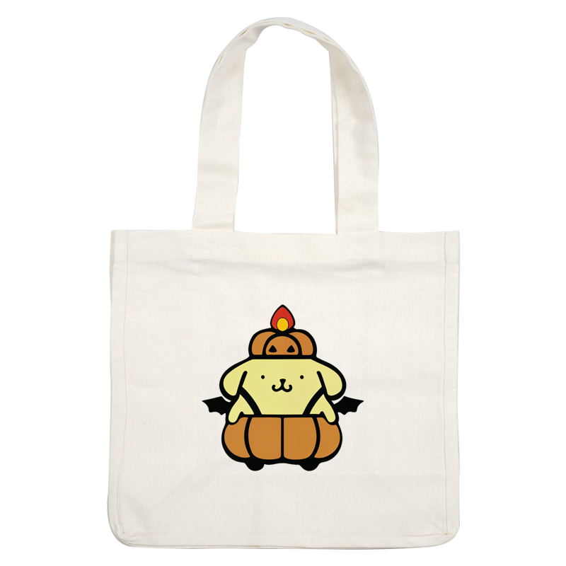 ¡Un lindo perro de dibujos animados vestido como una calabaza con alas de murciélago y un sombrero de vela festivo, perfecto para Halloween! Transferencias DTF