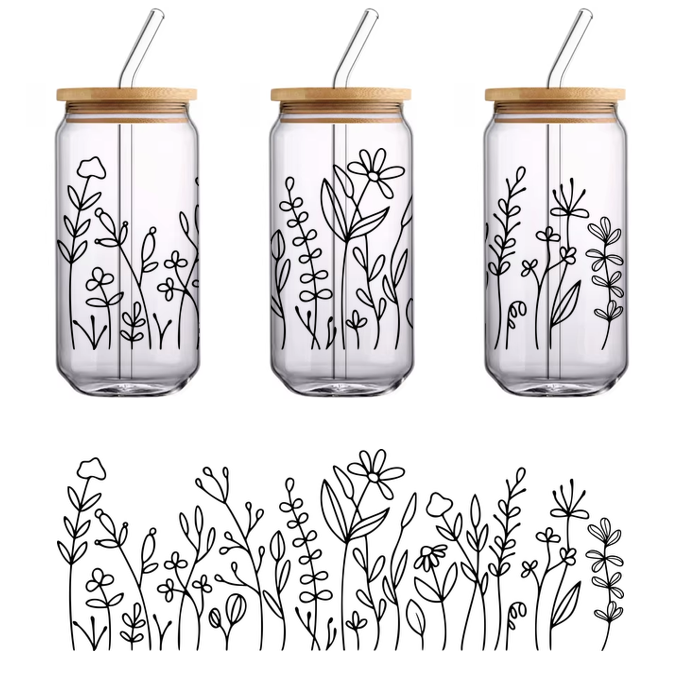 This image features a simple, elegant hand-drawn rose, showcasing its delicate petals and graceful form.UV Transfers