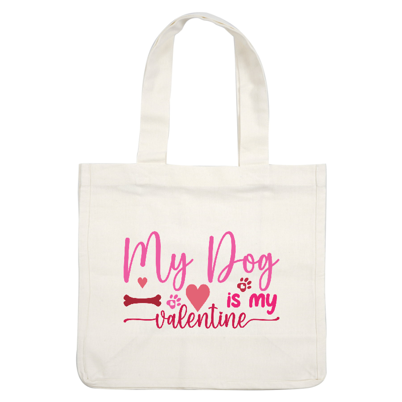 Celebrate your love for pets with this playful "My Dog is My Valentine" graphic featuring hearts and paw prints!DTF Transfers