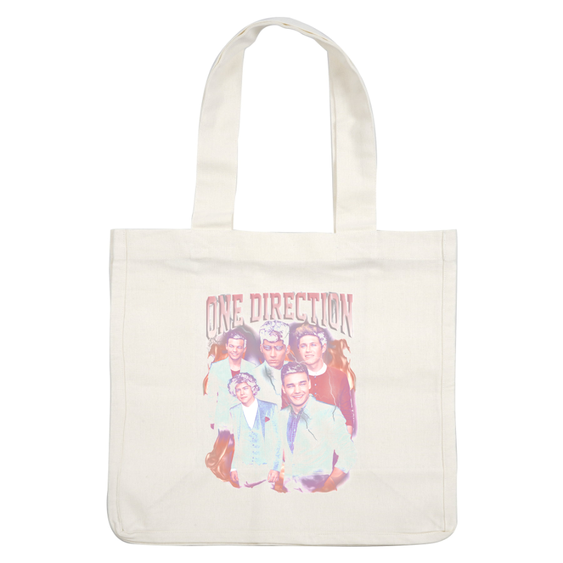 A vibrant graphic featuring the band One Direction, showcasing the members in stylish outfits with colorful effects.DTF Transfersdtf regular iron