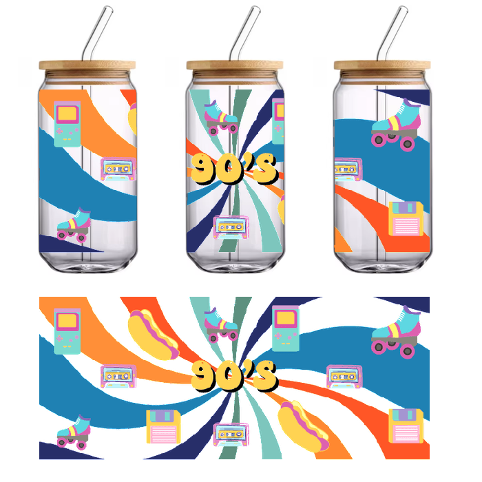 Nostalgic 90's+Aesthetic Party Banner!UV Transfers