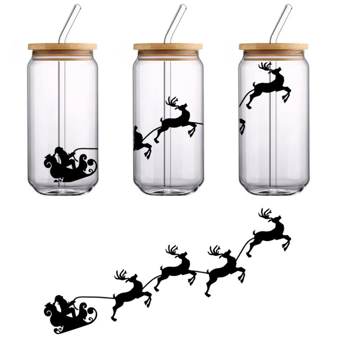 This image features a minimalist black silhouette of a bird in flight, symbolizing freedom and grace.UV Transfers