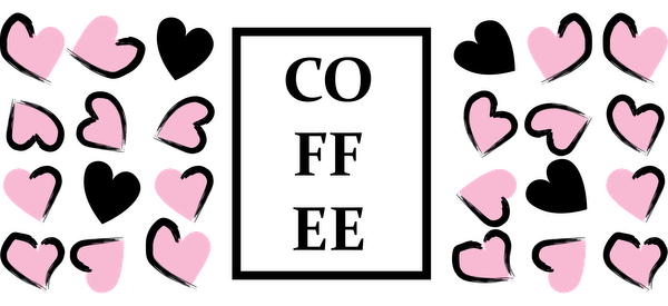 Un diseño divertido con corazones rosados dispersos, perfecto para agregar un toque de amor y fantasía a cualquier proyecto. Transferencias UV