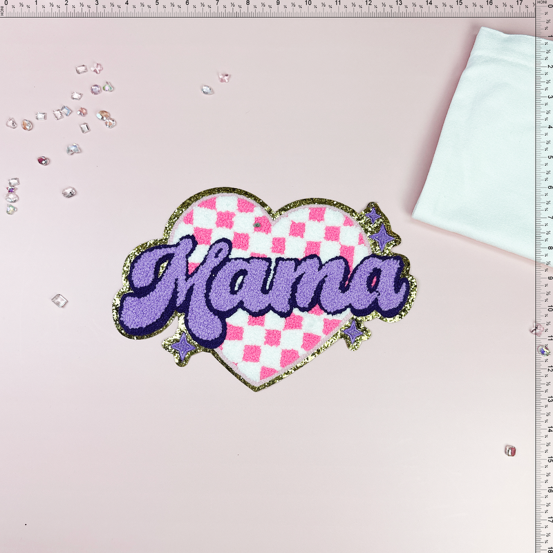 MAMA with heart Patch Emblem Embroidered Cloth Stickers Christmas DIY Iron Clothing Patches