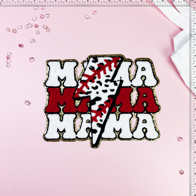 MAMA with flash Patch Emblem Embroidered Cloth Stickers Christmas DIY Iron Clothing Patches
