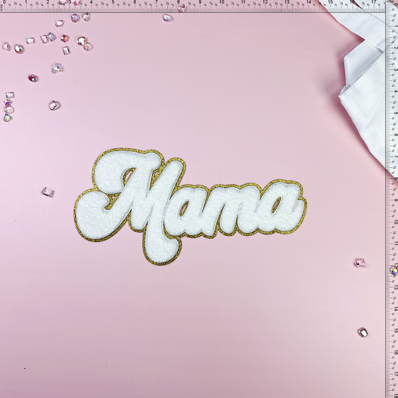 Mama white Patch Emblem Embroidered Cloth Stickers Christmas DIY Iron Clothing Patches