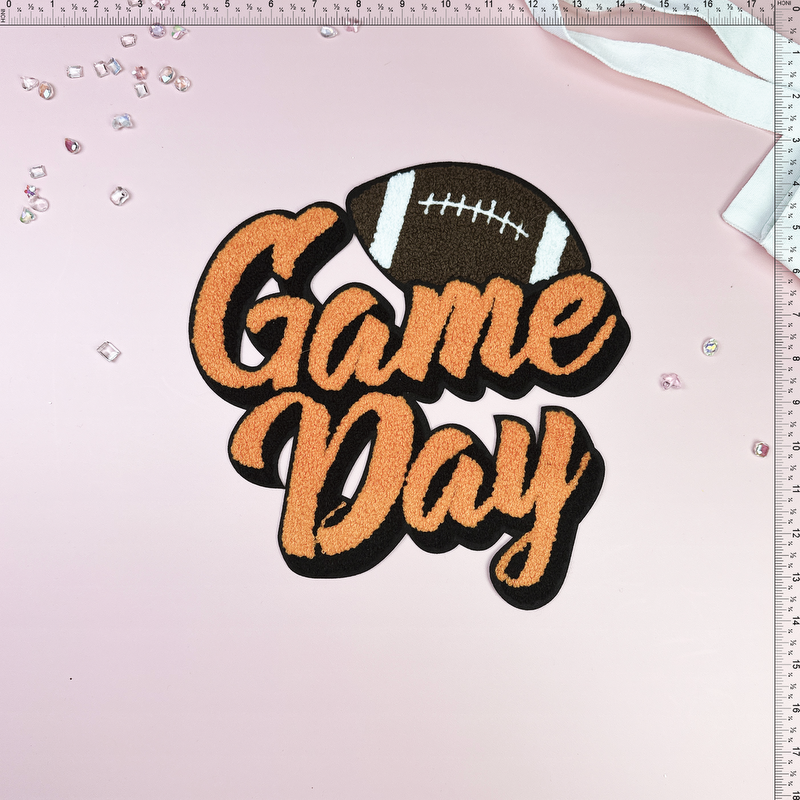 Organge Game day Patch Emblem Embroidered Cloth Stickers Christmas DIY Iron Clothing Patches