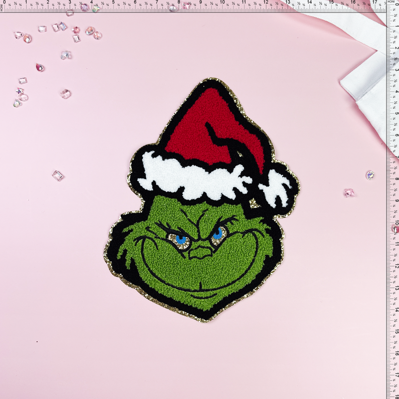Grinchmas chrismas hat Patch Emblem Embroidered Cloth Stickers Christmas DIY Iron Clothing Patches