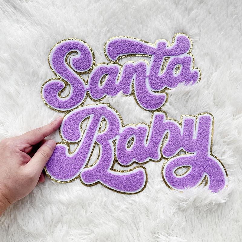 Santa baby pink green white red Patch Emblem Embroidered Cloth Stickers Christmas DIY Iron Clothing Patches