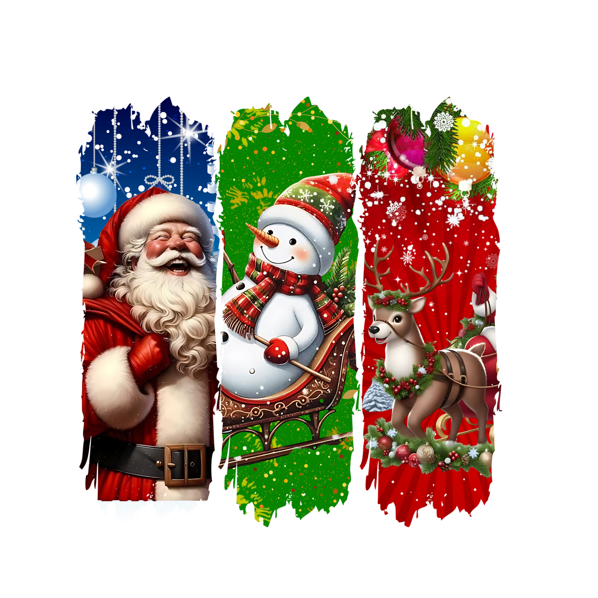 Christmas character brushstroke panel DTF transfer XMAS1473-6. Physical transfer only.
