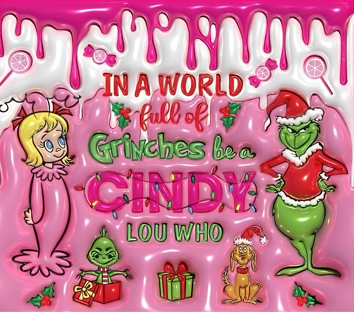 Christmas hot cocoa rectangular textile DTF transfer design XMAS1474-9. Physical transfer only.