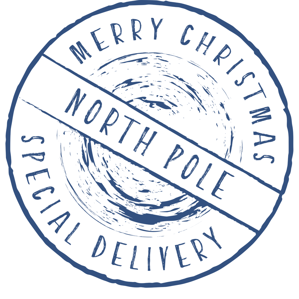 Christmas stamp-style badge DTF transfer design XMAS1478-49. Printed textile transfer only.