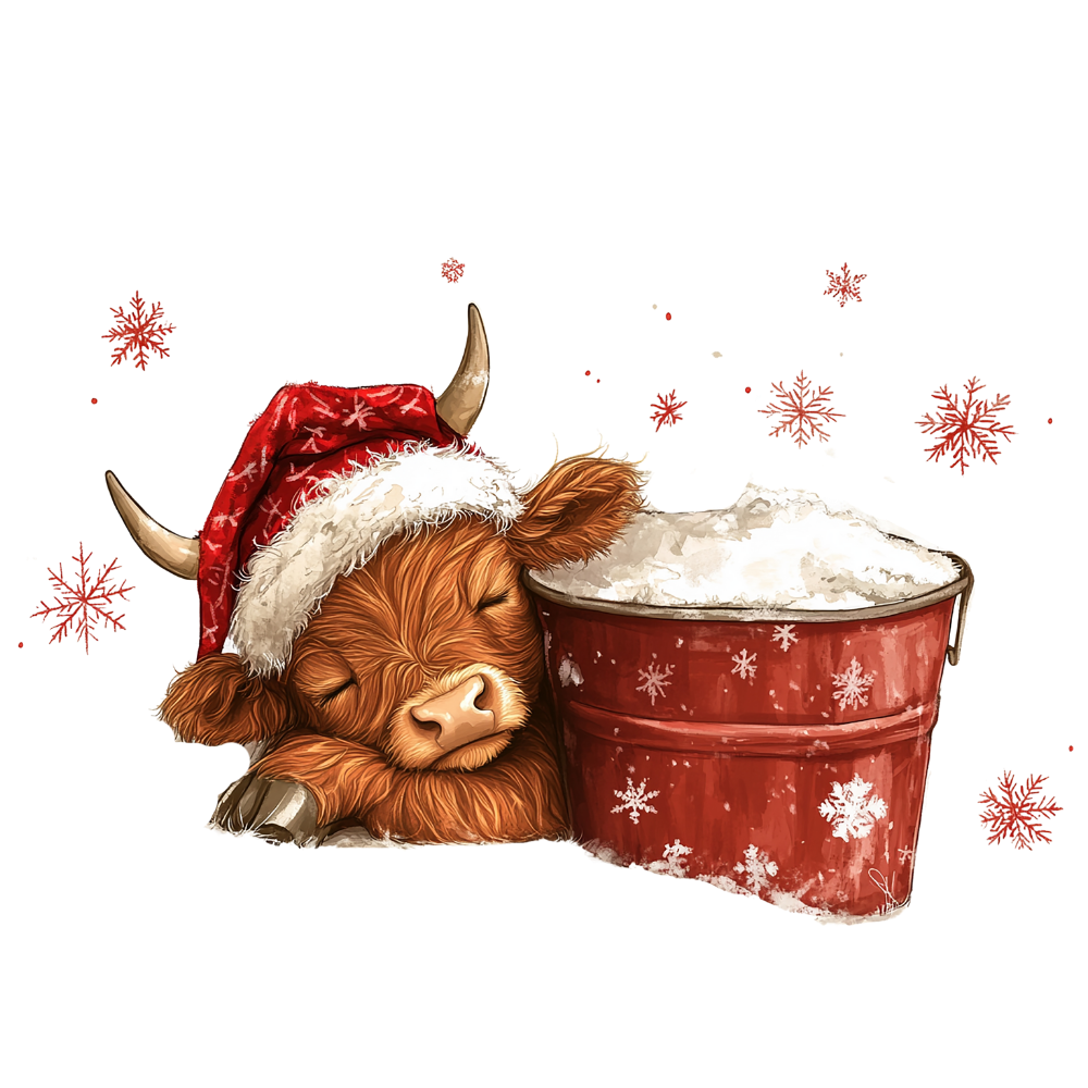 Cozy highland cow Christmas DTF transfer, pattern XMAS1491-22