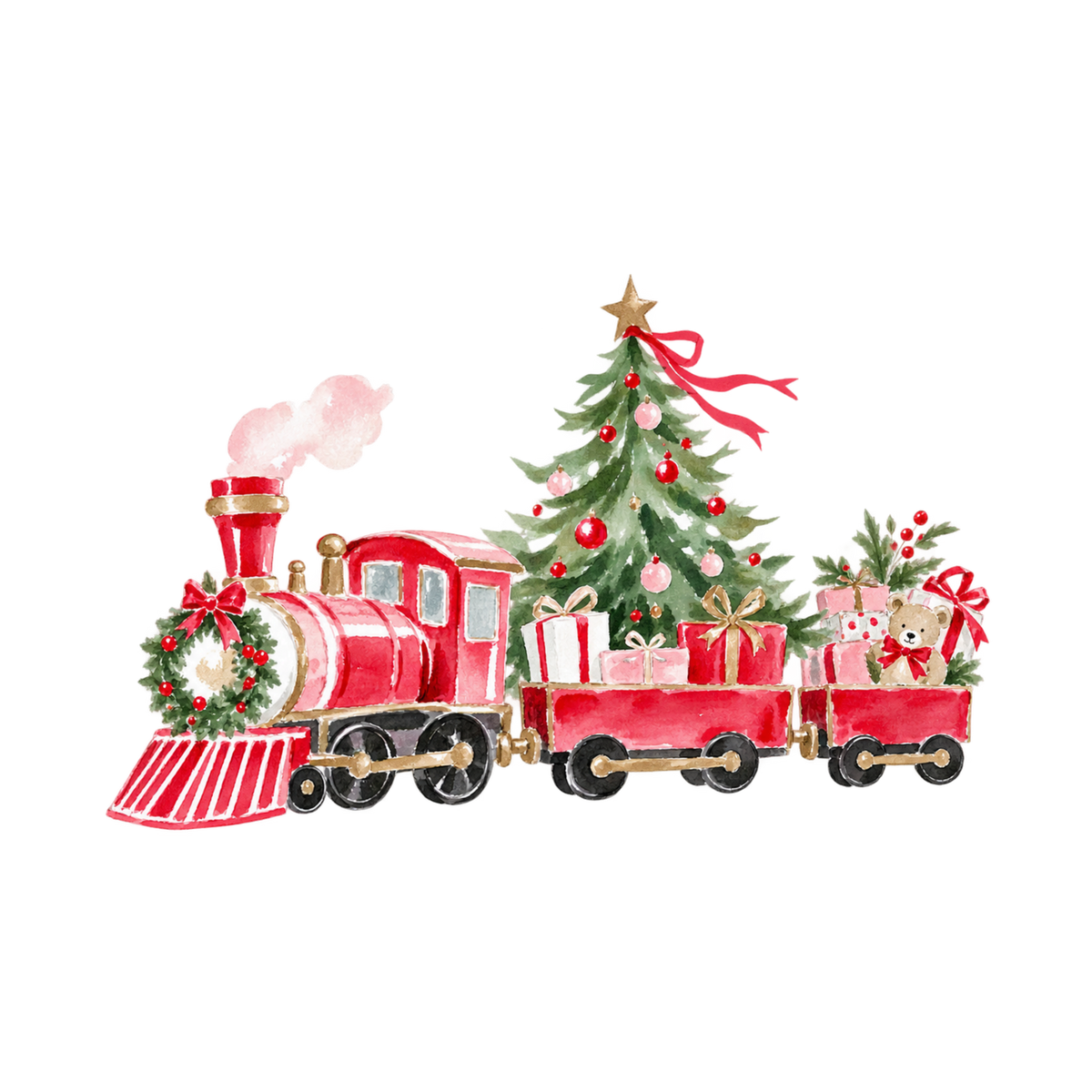 Cozy Christmas watercolor DTF transfer, pattern XMAS1492-30