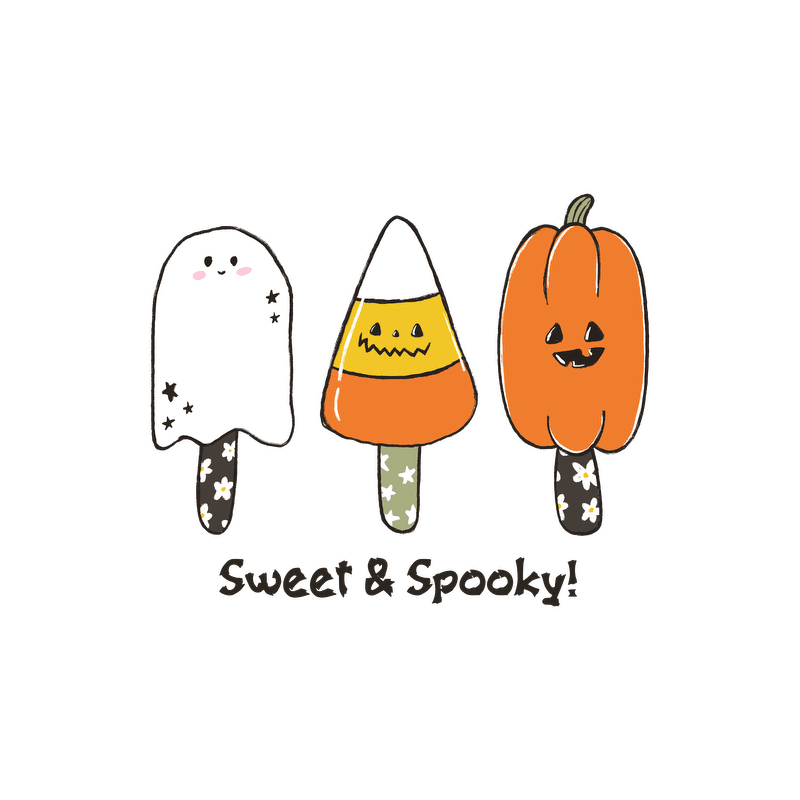 Adorable, spooky season sweatshirt featuring playful ghosts and pumpkins in pastel colors!DTF Transfers