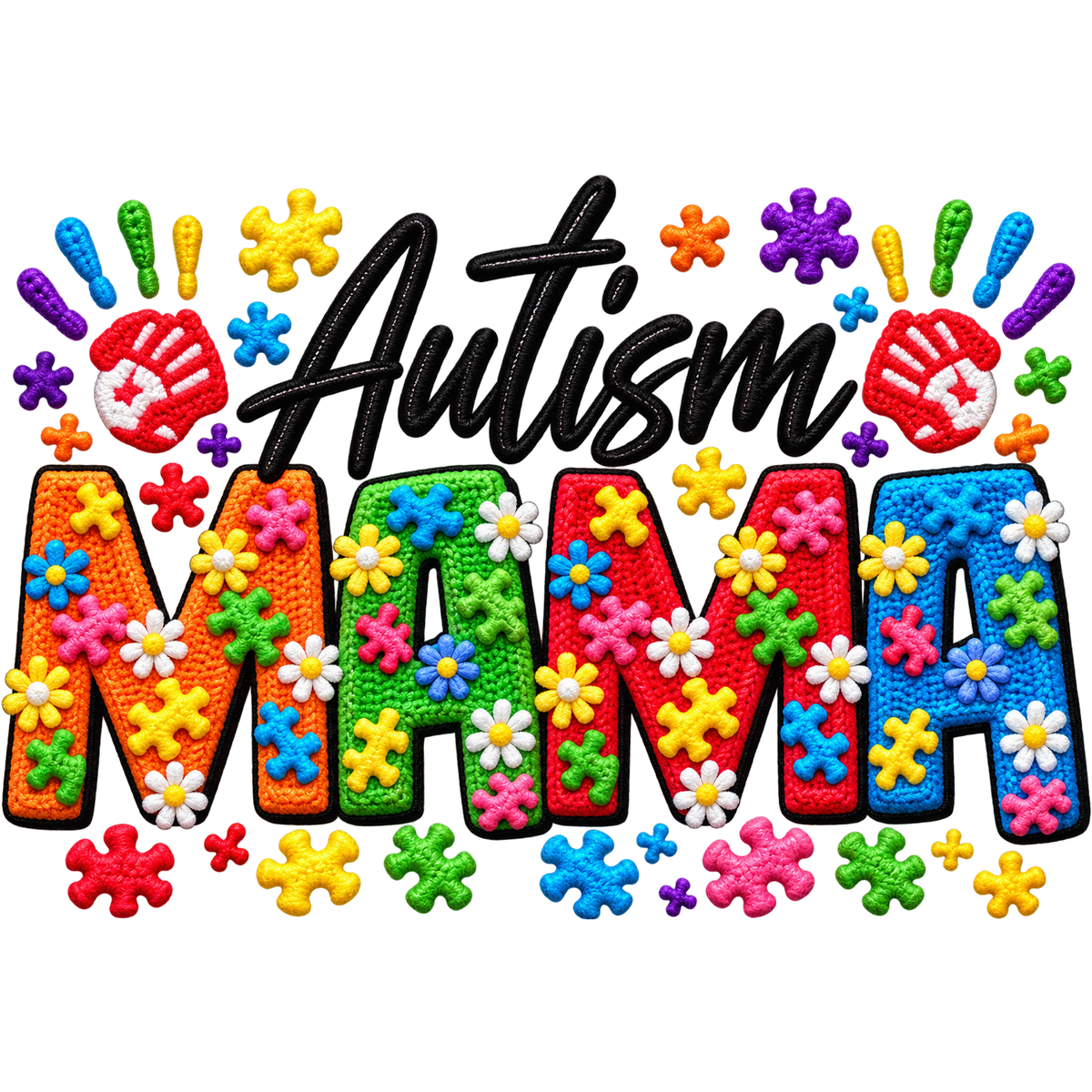 Y35 – Autism Awareness Mama Faux Yarn DTF Transfer