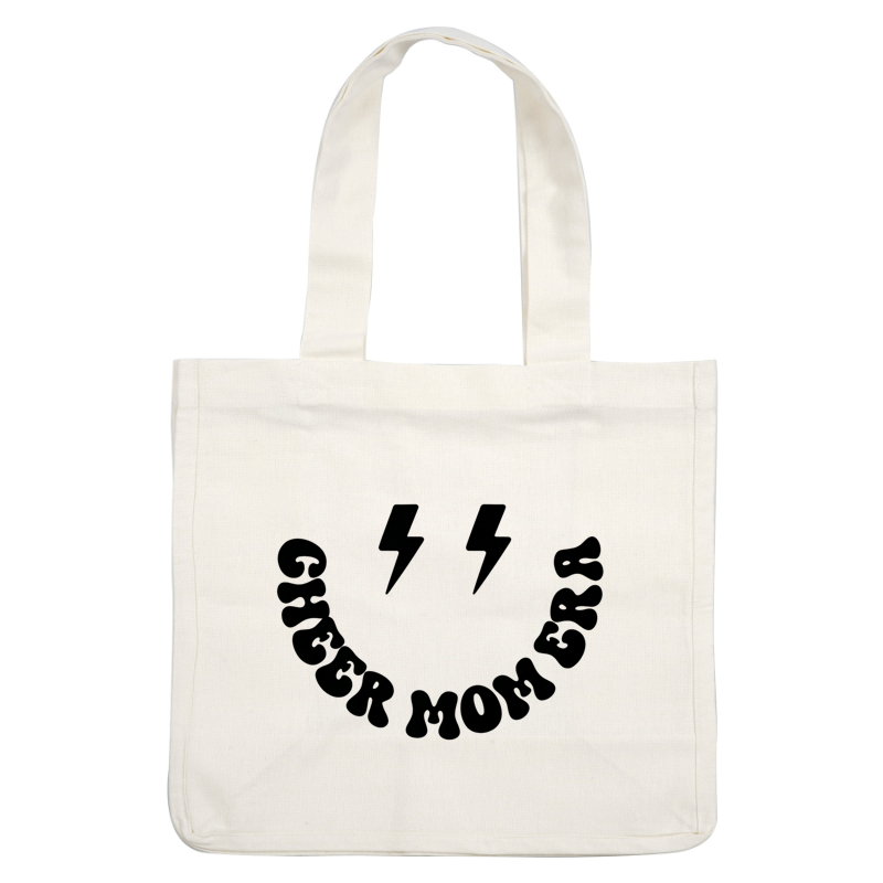 A playful graphic featuring the phrase "Cheer Mom" accented with lightning bolts, perfect for cheering on sports events or celebrations.DTF Transfers heat press transfers