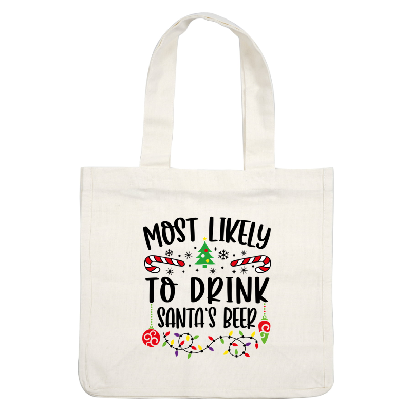 Celebrate the holiday spirit with this festive illustration featuring a Christmas tree, candy canes, and colorful ornaments!DTF Transfers dtf prints