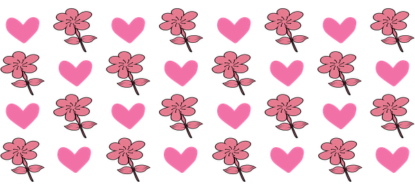 A playful pattern featuring pink hearts and flowers, perfect for adding a romantic touch to any design.UV Transfers dtf prints