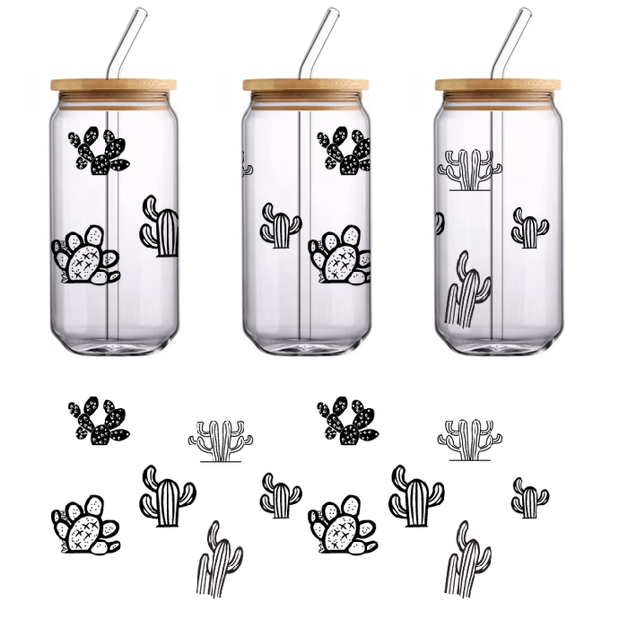 Green bedding features black and white cacti patterns all over.UV Transfers